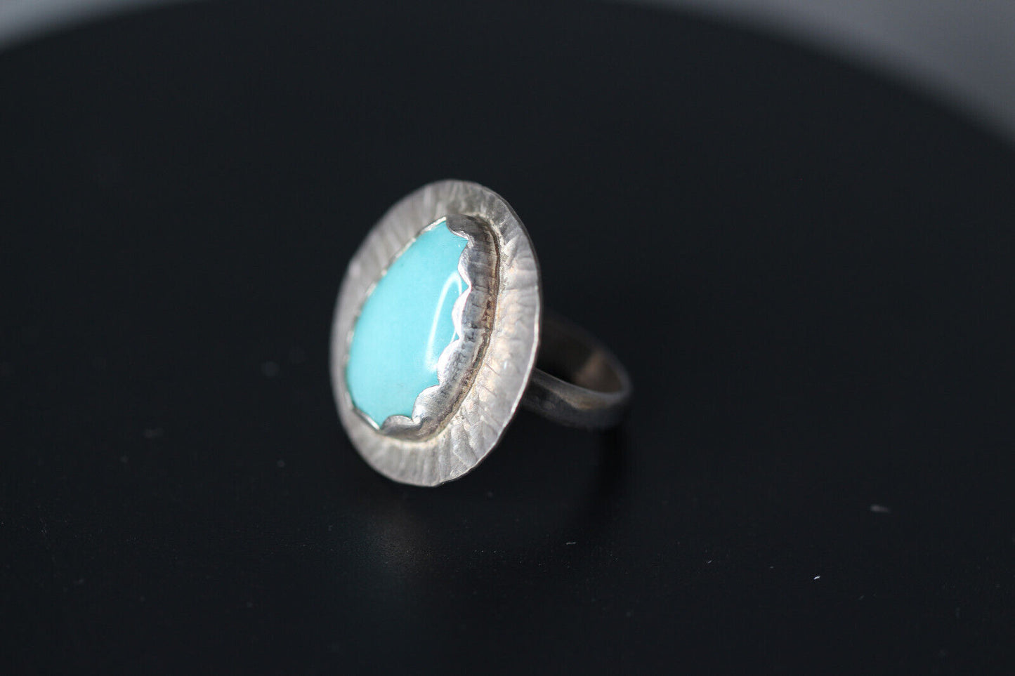 Amazonite Blue .925 Sterling Silver Blue Cabochon Natural Gemstone ring Size 4.5