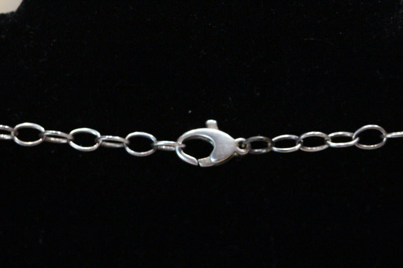 Crystal Metallic Blue Teardrop .925 Sterling Silver Chain mail Necklace and Earrings Set 18"