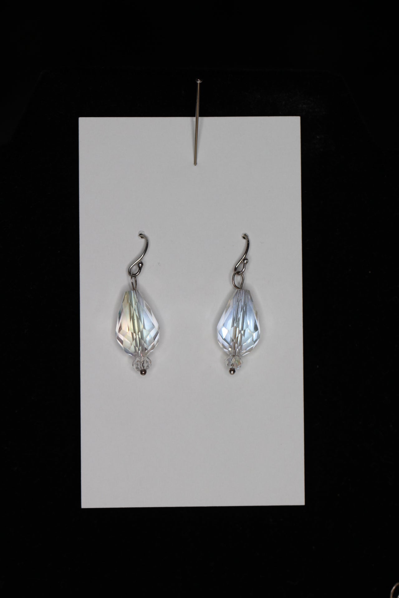 Crystal Clear Teardrop .925 Sterling Silver Chain mail Necklace and Earrings Set 18"