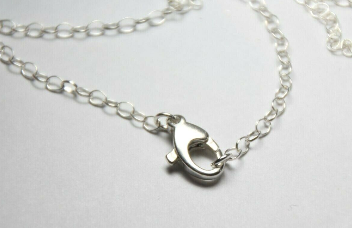 Labradorite Cabochon Gemstone .925 Sterling Silver Stamped Pendant Necklace 18"