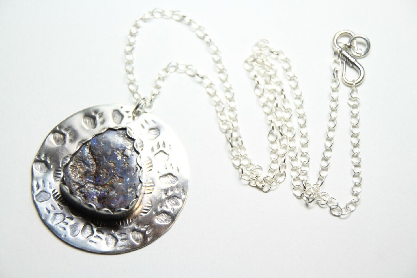 Opal Brown Cab Gemstone .925 Sterling Silver Bear Pendant Chain 18" Necklace