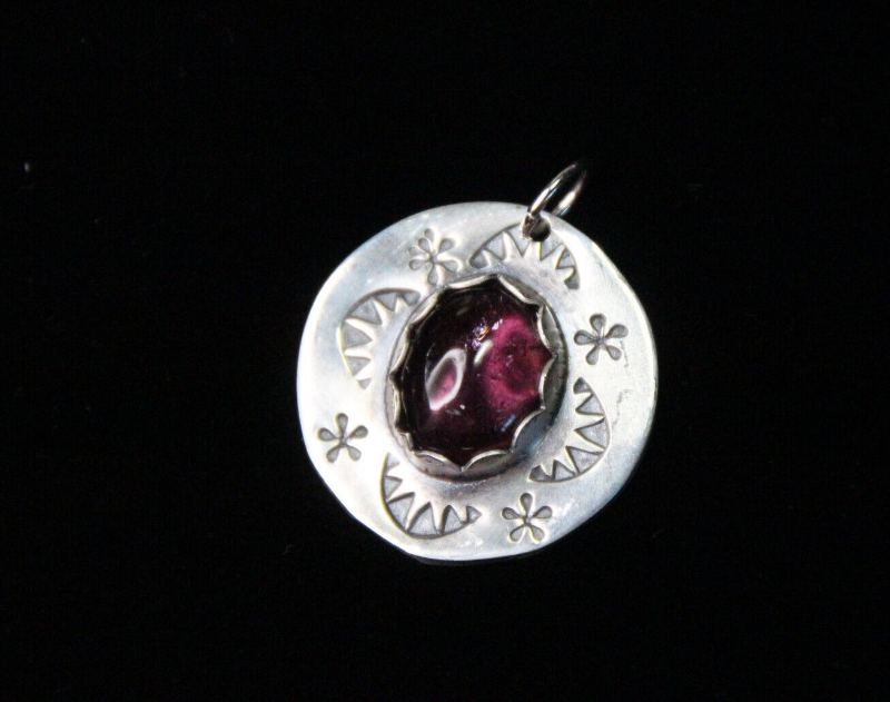 Tourmaline Pink Oval Cabochon Gemstone Sterling Silver .925 Pendant Necklaces 1"