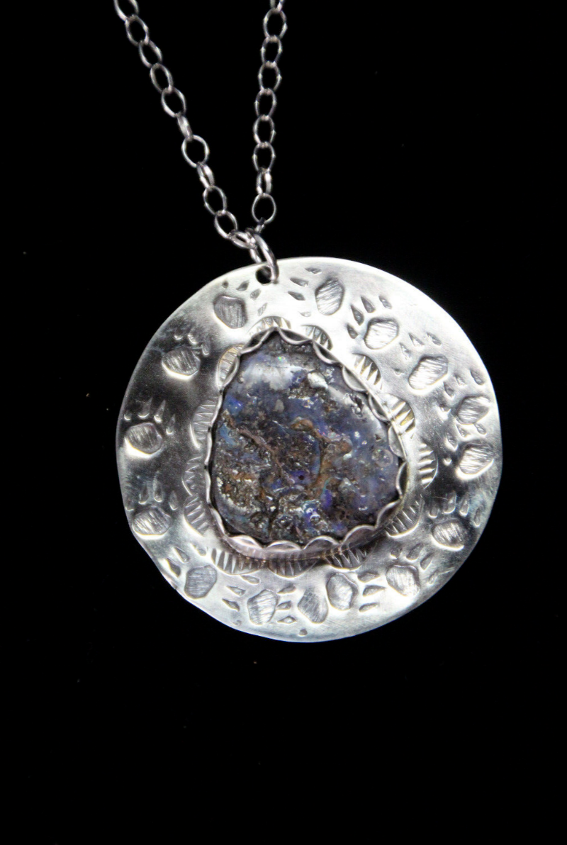 Opal Brown Cab Gemstone .925 Sterling Silver Bear Pendant Chain 18" Necklace