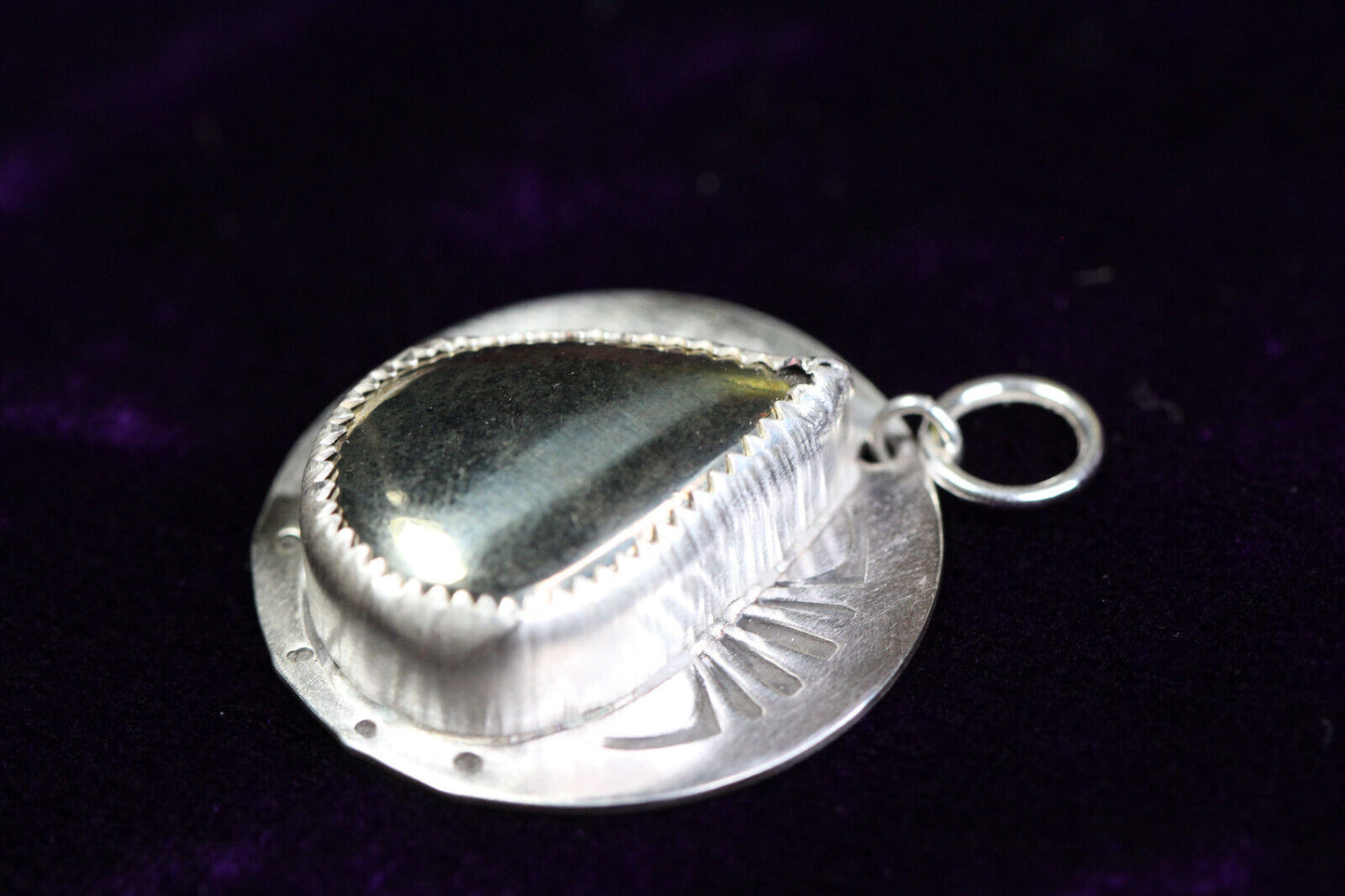 Pyrite Golden Cabochon Natural Gemstone .925 Sterling Silver Bezel Pendant 1"