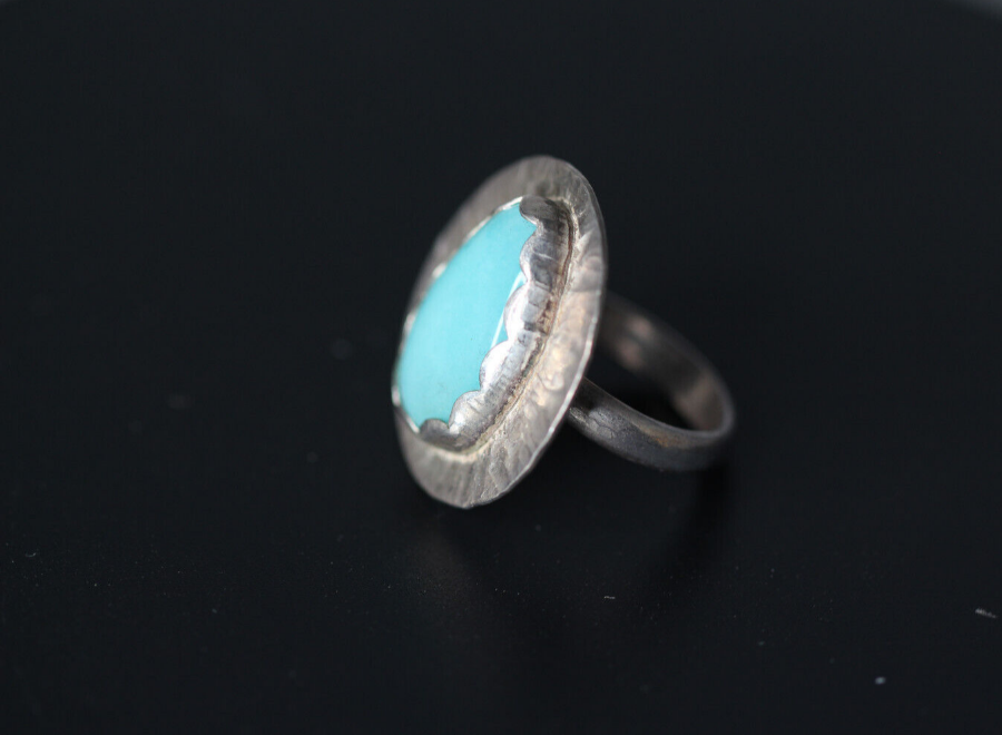 Amazonite Blue .925 Sterling Silver Blue Cabochon Natural Gemstone ring Size 4.5