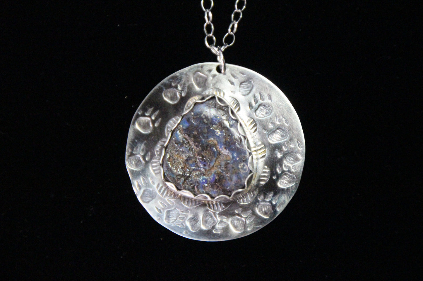 Opal Brown Cab Gemstone .925 Sterling Silver Bear Pendant Chain 18" Necklace