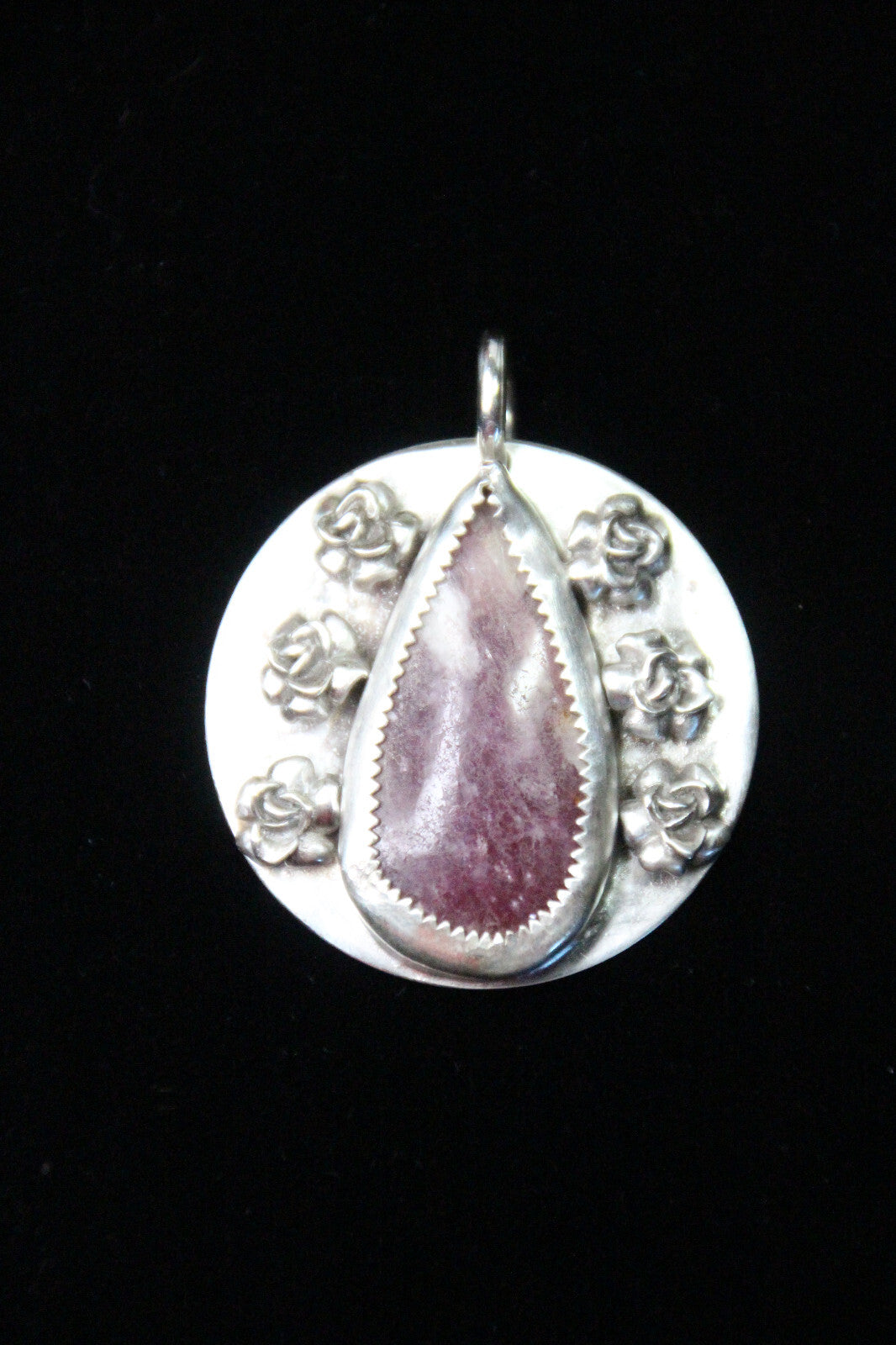 Ruby Red Cabochon Natural Gemstone .925 Sterling Silver Bezel Pendant 1 1/4"