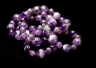 Amethyst Purple Gemstone 6mm, 8mm, 9mm Ball Silk Knot Necklace .925 Silver 22"