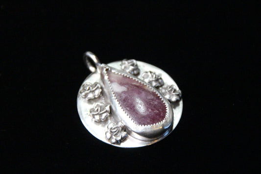 Ruby Red Cabochon Natural Gemstone .925 Sterling Silver Bezel Pendant 1 1/4"