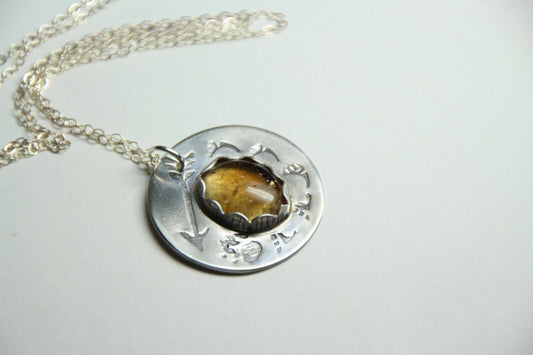 Citrine Golden Oval Cabochon Gemstone Sterling Silver .925 Pendant 18" Necklace