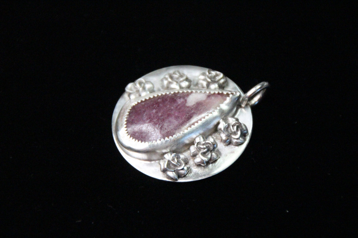 Ruby Red Cabochon Natural Gemstone .925 Sterling Silver Bezel Pendant 1 1/4"