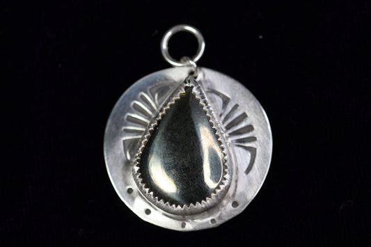 Pyrite Golden Cabochon Natural Gemstone .925 Sterling Silver Bezel Pendant 1"