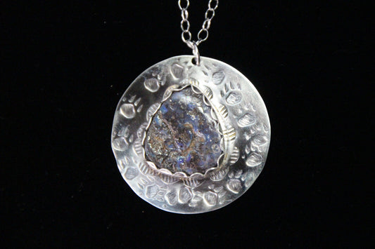 Opal Brown Cab Gemstone .925 Sterling Silver Bear Pendant Chain 18" Necklace